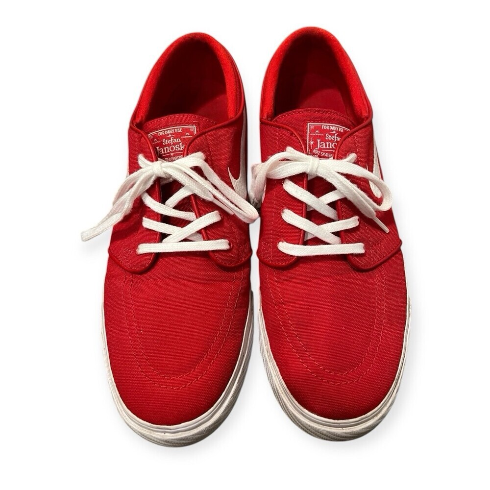 Nike Men’s Red & White Stefan Janoski Canvas Skater Streetwear Casual Shoe-10.5